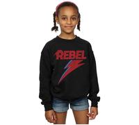 David Bowie Girl's Distressed Rebel Sweatshirt in Black | Size: 5-6 Years David Bowie Black 5-6 Years