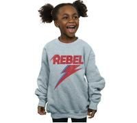 David Bowie Girl's Distressed Rebel Sweatshirt in Grey | Size: 5-6 Years David Bowie Grey 5-6 Years
