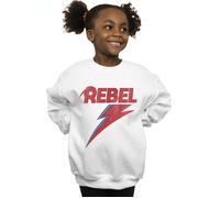 David Bowie Girl's Distressed Rebel Sweatshirt in White | Size: 5-6 Years David Bowie White 5-6 Years