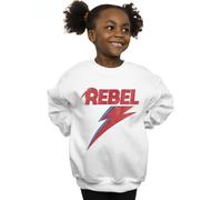 David Bowie Girl's Distressed Rebel Sweatshirt in White | Size: 9 Years David Bowie White 9 Years