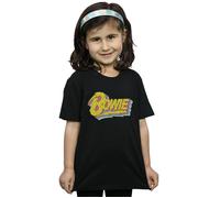 David Bowie Girl's Moonlight 90s Logo Cotton T-Shirt in Black | Size: 12-13 Years David Bowie Black 12-13 Years