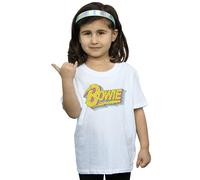 David Bowie Girl's Moonlight 90s Logo Cotton T-Shirt in White | Size: 7-8 Years David Bowie White 7-8 Years