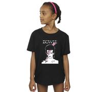 David Bowie Girl's Pink Flash Cotton T-Shirt in Black | Size: 12-13 Years David Bowie Black 12-13 Years