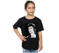 David Bowie Girl's Ziggy Looking Cotton T-Shirt in Black | Size: 7-8 Years David Bowie Black 7-8 Years