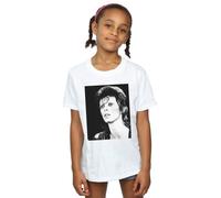 David Bowie Girl's Ziggy Looking Cotton T-Shirt in White | Size: 12-13 Years David Bowie White 12-13 Years