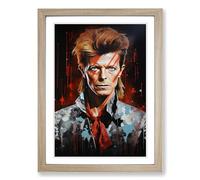 David Bowie Hard Edge Painting Framed Print | A2 Oak Framed Wall Art | Ready to Hang | Modern Historical Picture | Living Room Bedroom Lounge Office