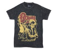 David Bowie - Mens 1972 World Tour Fitted T-Shirt in Black, Size: X-Large, Color: Black