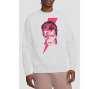 David Bowie Men's Aladdin Sane Crew Sweatshirt, White | Size: Large David Bowie White L