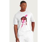 David Bowie Men's Aladdin Sane Lightning Bolt T-Shirt in White | Size: Large David Bowie White L