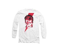 David Bowie Men's Aladdin Sane Long Sleeve T-Shirt, White | Size: Large David Bowie White L