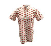 David Bowie Men's All Over Logo Shirt in White | Size: XL David Bowie White XL