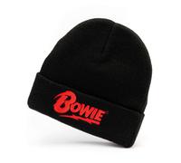 David Bowie Mens Black Logo Beanie Hat (One Size)