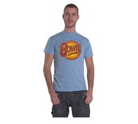 David Bowie Men's Diamond Dogs Vintage Logo T-Shirt in Blue | Size: Large David Bowie Blue L