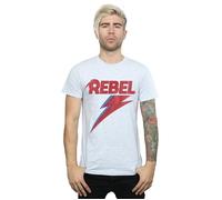David Bowie Men's Distressed Rebel T-Shirt in Grey | Size: 4XL David Bowie Grey 4XL