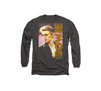 David Bowie Men's Smallokin Long Sleeve T Shirt-Charcoal in Charcoal | Size: Large David Bowie Charcoal L