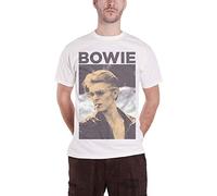 David Bowie Men's Smoking Short Sleeve T-Shirt, White, Small