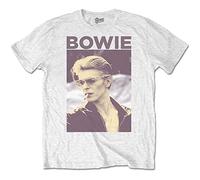 David Bowie Men's Smoking Short Sleeve T-Shirt, White, X-Large