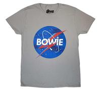 David Bowie Men's Starman Logo T-Shirt in Grey | Size: Large David Bowie Grey L