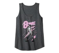 David Bowie - Pink Lightning Starman Tank Top, Women, Dark Heather Grey, Small
