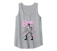 David Bowie - Pink Lightning Starman Tank Top, Women, Heather Grey, Medium