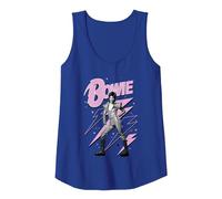 David Bowie - Pink Lightning Starman Tank Top, Women, Royal Blue, Small