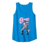 David Bowie - Pink Lightning Starman Tank Top, Women, Sapphire Blue, Large