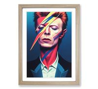 David Bowie Portrait Framed Wall Art Print A2 Oak