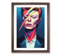 David Bowie Portrait Framed Wall Art Print A2 Walnut