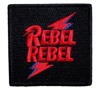 David Bowie Rebel Rebel Pink & Blue Woven Patch in Black David Bowie Black