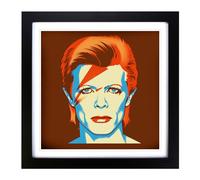 David Bowie Retro No.1 Framed Print | 18x18 Inch Black Framed Wall Art | Ready to Hang | Retro Nature Picture | Living Room Bedroom Lounge Office
