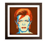 David Bowie Retro No.1 Framed Print | 18x18 Inch Walnut Framed Wall Art | Ready to Hang | Retro Nature Picture | Living Room Bedroom Lounge Office