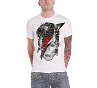 David Bowie T Shirt Halftone Flash Face Official Mens Distressed White L