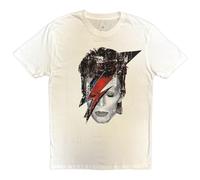 David Bowie T Shirt Halftone Flash Face Official Mens Distressed White S