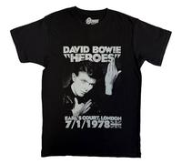 David Bowie T Shirt Heroes Earls Court 1978 Distressed Logo Official Mens Black L
