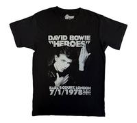 David Bowie T Shirt Heroes Earls Court 1978 Distressed Logo Official Mens Black M