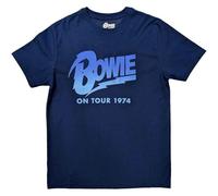 David Bowie T Shirt On Tour 1974 Official Unisex Denim Blue M