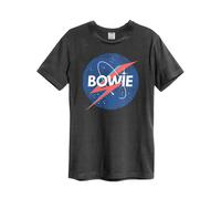 David Bowie Amplified Collection - to The Moon Men's T-Shirt Charcoal XL 100% Cotton Regular
