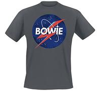 David Bowie Amplified Collection - to The Moon Men's T-Shirt Charcoal XL 100% Cotton Regular