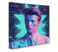 David Bowie Vaporwave Canvas Wall Art Print Ready to Hang, Framed Picture for Living Room Bedroom Home Office Décor, 50x50 cm (20x20 Inch)