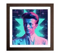 David Bowie Vaporwave Framed Wall Art Print, Ready to Hang Picture for Living Room Bedroom Home Office, Walnut 18 x 18 Inch (45 x 45 cm)