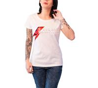 David Bowie Women's Aladdin Sane Eye Flash Skinny Fit T-Shirt in White | Size: Large David Bowie White L