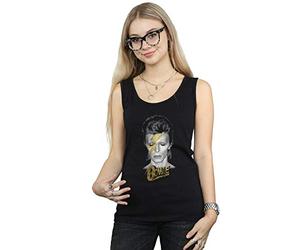 David Bowie Women's Aladdin Sane Gold Bolt Vest Black Medium