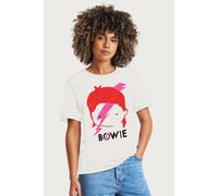 David Bowie Women's Aladdin Sane Lightning Bolt Sketch Relaxed Fit T-Shirt in White | Size: Large David Bowie White L