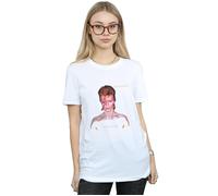 David Bowie Women's Aladdin Sane Version Boyfriend Fit T-Shirt White Small