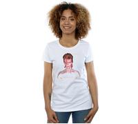 David Bowie Women's Aladdin Sane Version Cotton T-Shirt in White | Size: Large David Bowie White L