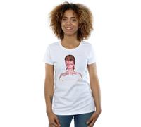 David Bowie Women's Aladdin Sane Version Cotton T-Shirt in White | Size: XL David Bowie White XL