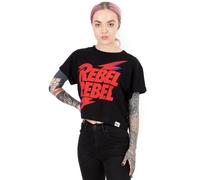 David Bowie Women's Cropped Short Sleeved T-Shirt | Black | Official | Size: XL David Bowie Black XL