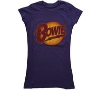 David Bowie Women's Diamond Dogs Vintage Logo T-Shirt in Purple | Size: Small David Bowie Purple S