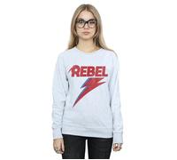 David Bowie Women's Distressed Rebel Sweatshirt in Grey | Size: XL David Bowie Grey XL