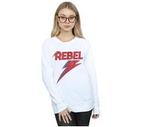 David Bowie Women's Distressed Rebel Sweatshirt in White | Size: Large David Bowie White L